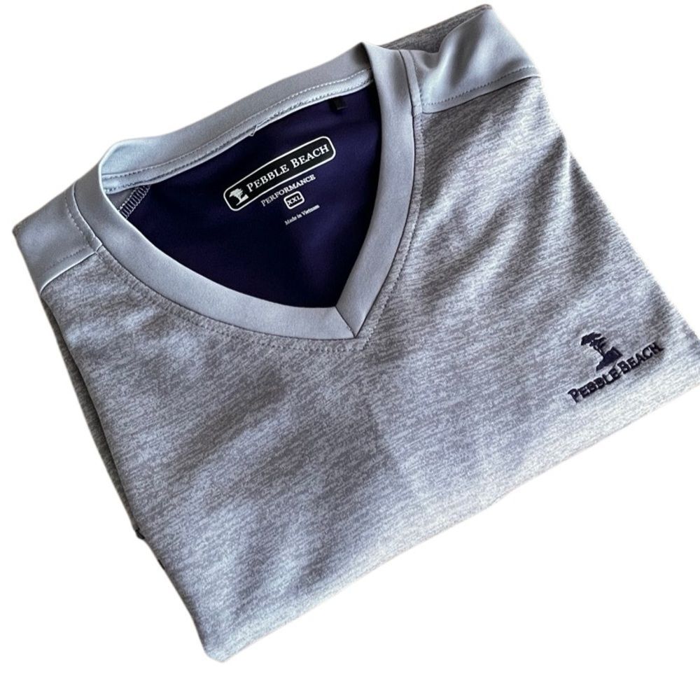 Pebble Beach Performance Men’s XXL Gray V-Neck Pullover Long Sleeve Golf